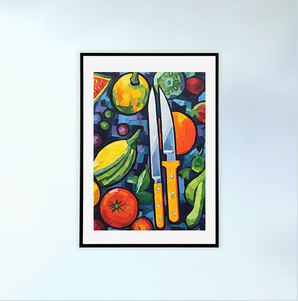 野菜のアートポスター黒フレームあり