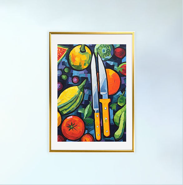 野菜のアートポスター金フレームあり