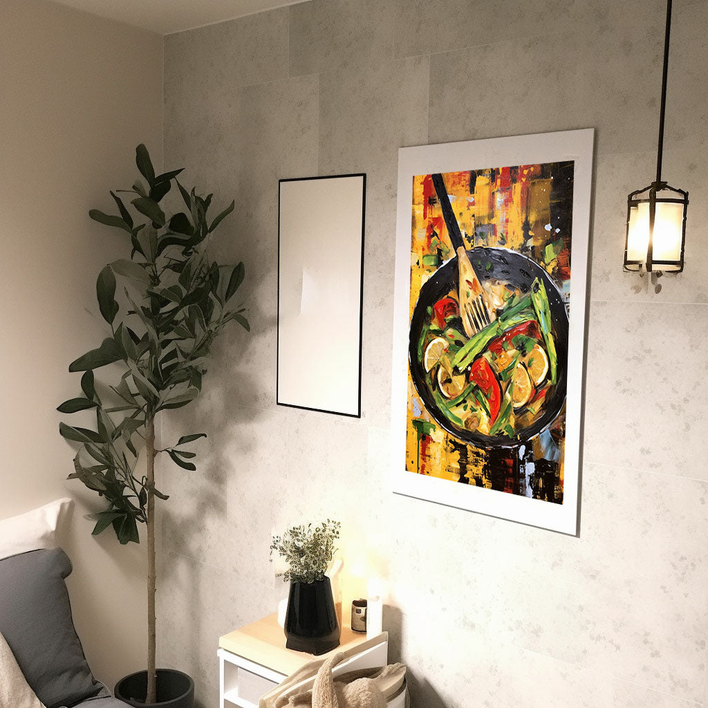 野菜のアートポスター廊下配置イメージ