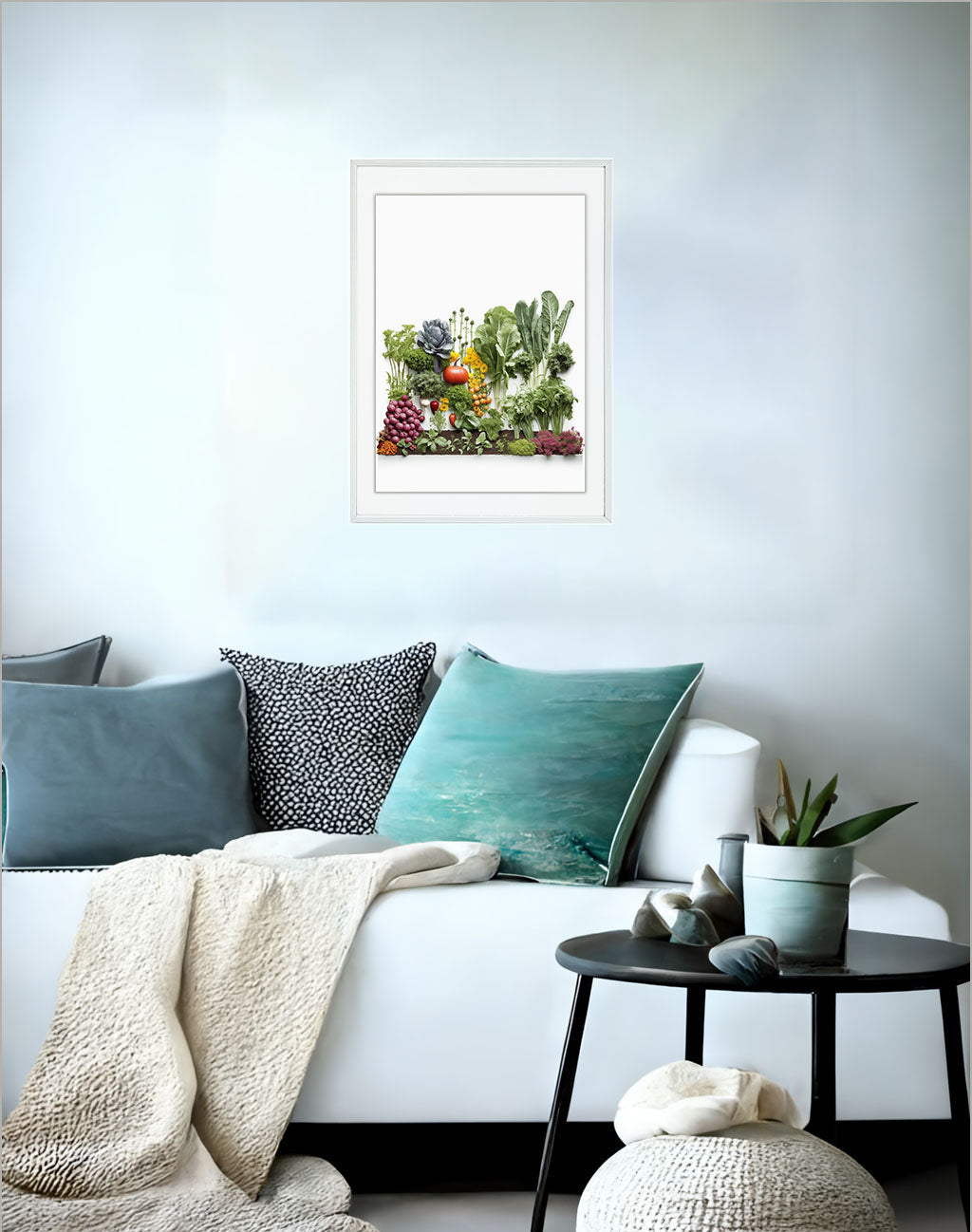 野菜畑のアートポスターソファ配置イメージ