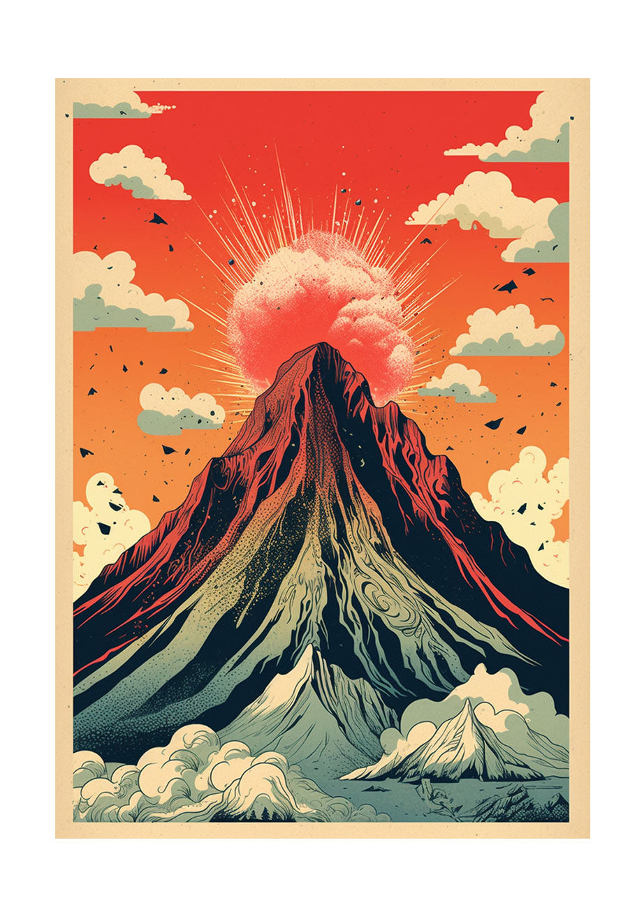 火山のアートポスター原画のみ