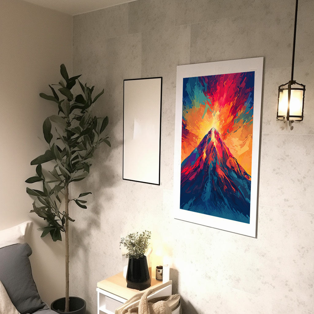 火山のアートポスター廊下配置イメージ