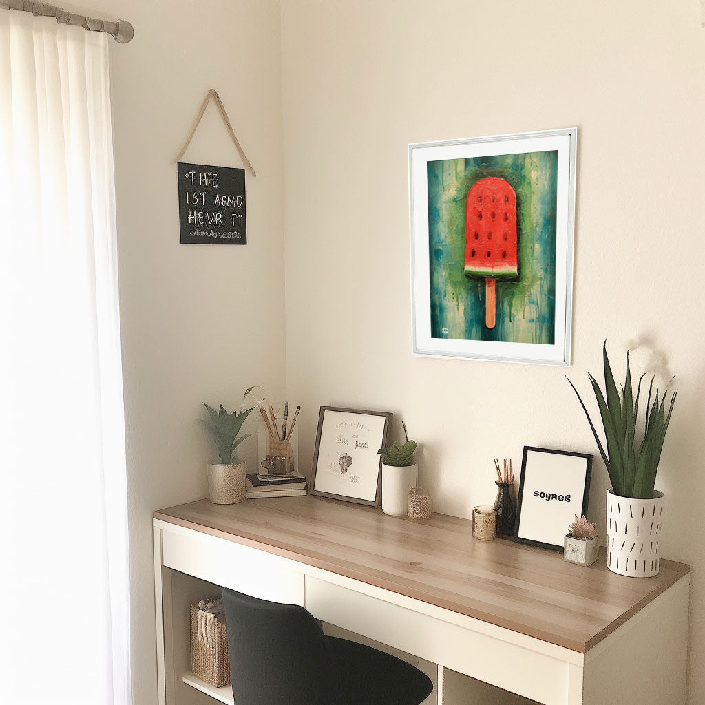 すいかのアートポスター机配置イメージ