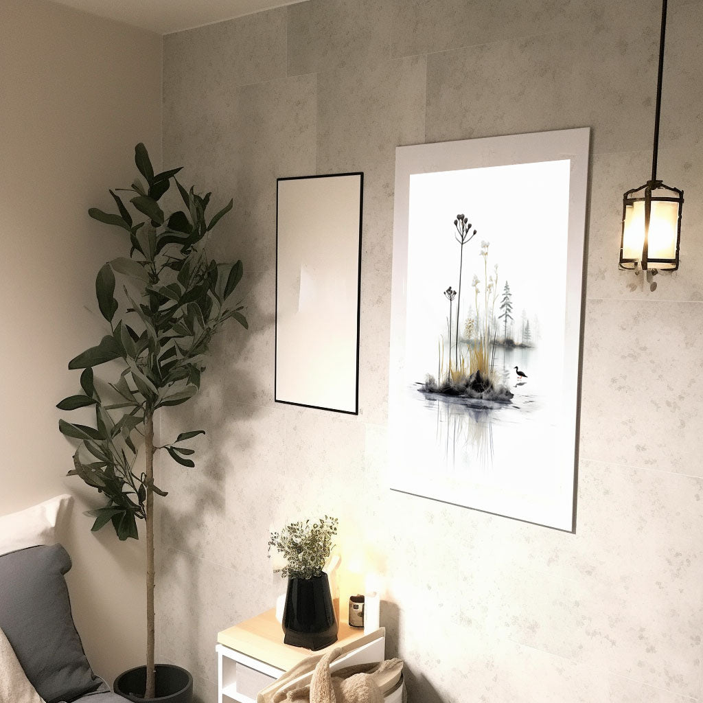 沼地のアートポスター廊下配置イメージ