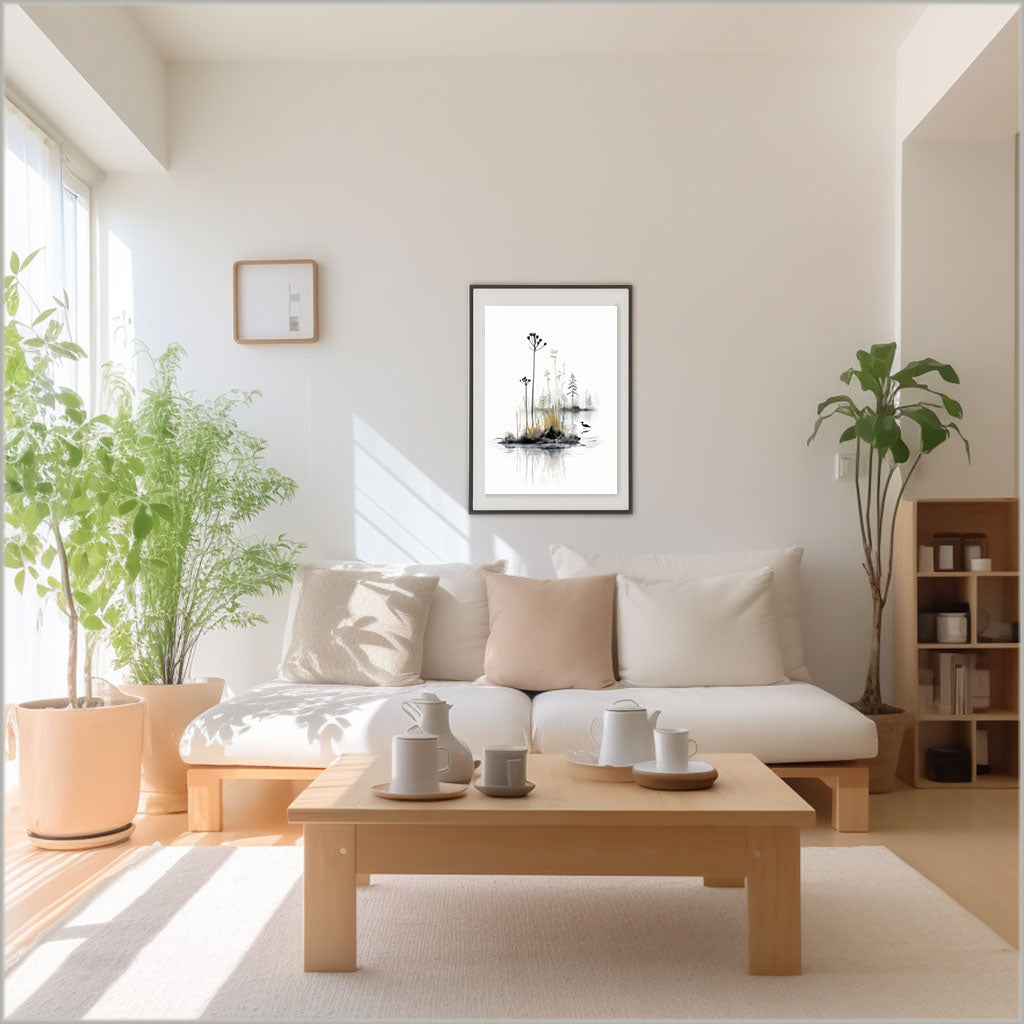 沼地のアートポスターリビング配置イメージ