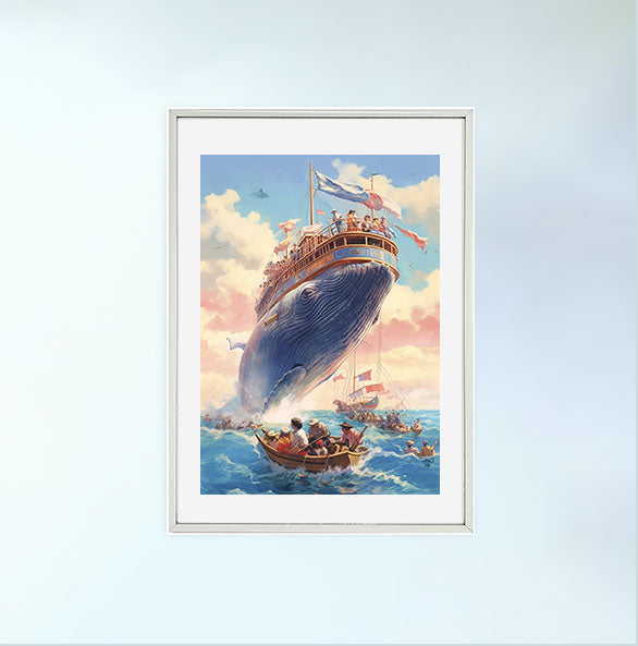 クジラのアートポスター銀フレームあり