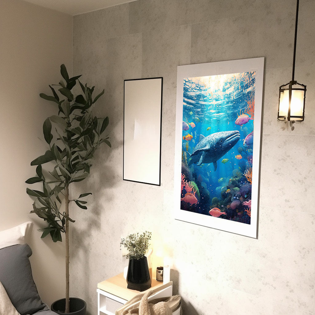 クジラのアートポスター廊下配置イメージ