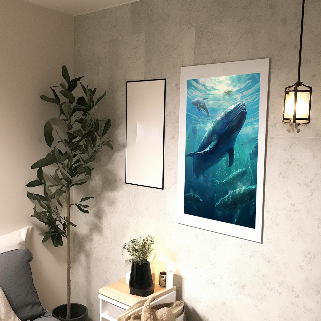 クジラのアートポスター廊下配置イメージ