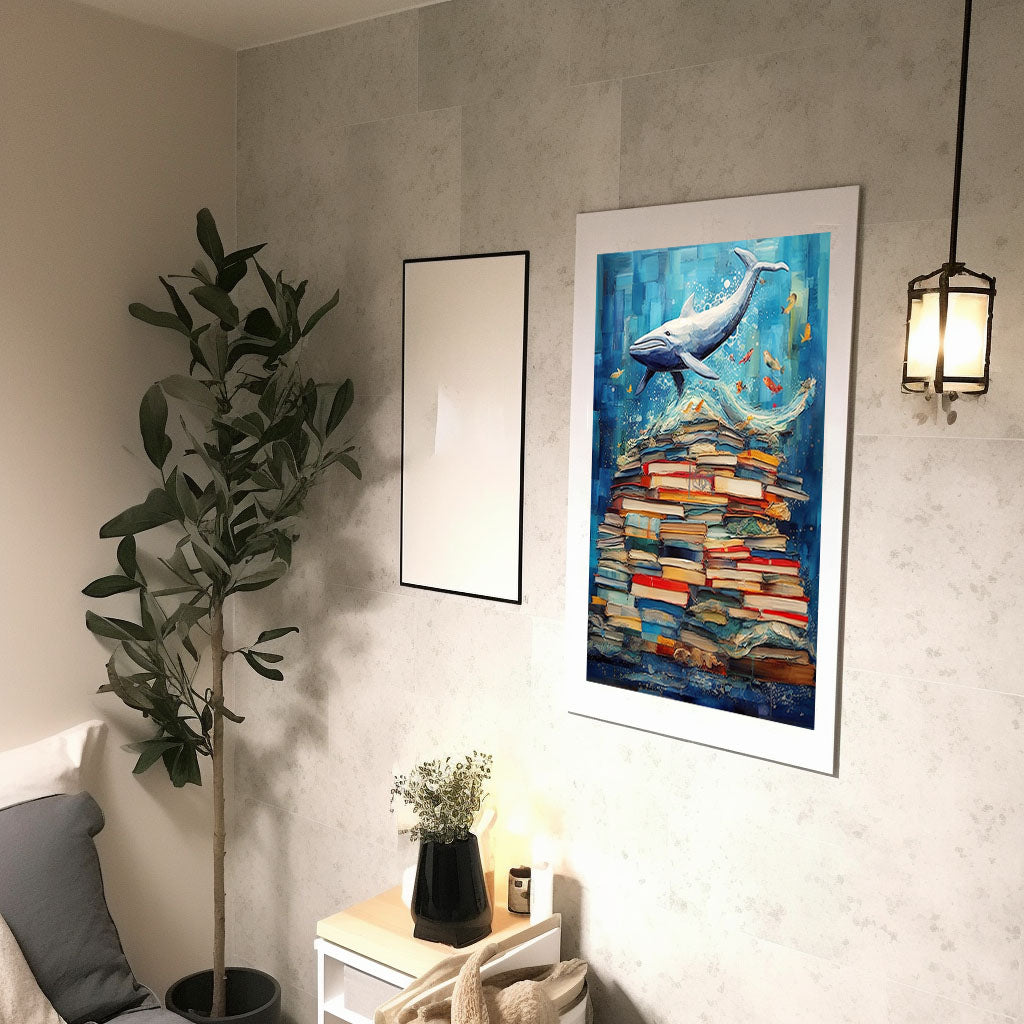 クジラのアートポスター廊下配置イメージ