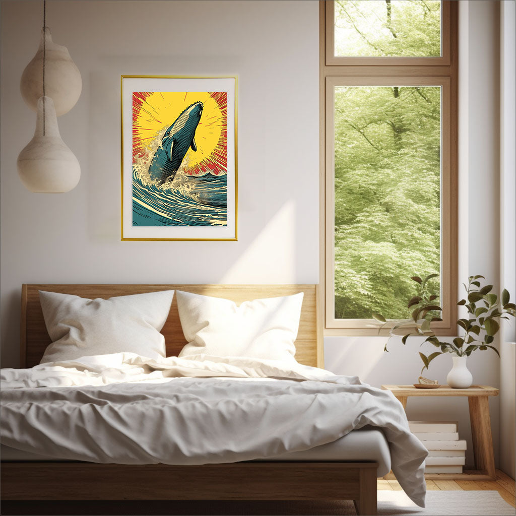 クジラのアートポスター寝室配置イメージ