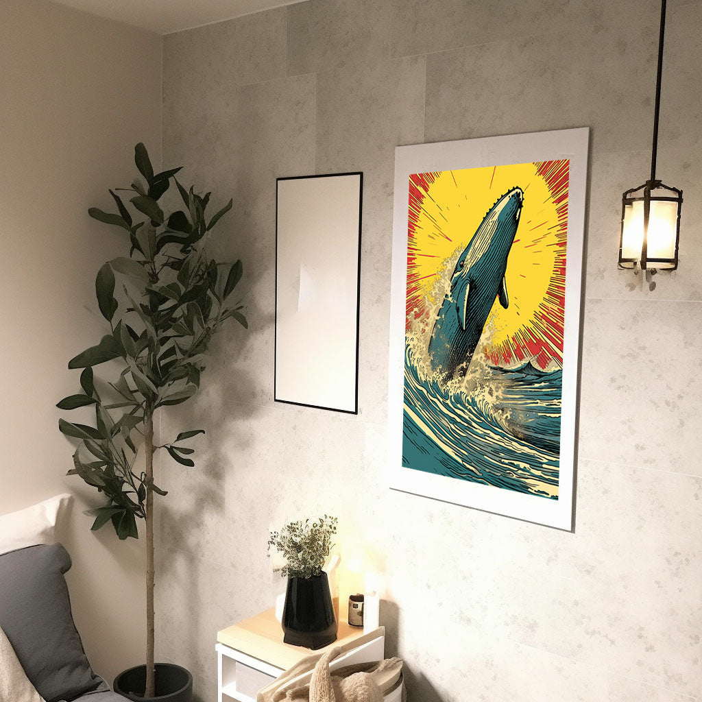 クジラのアートポスター廊下配置イメージ