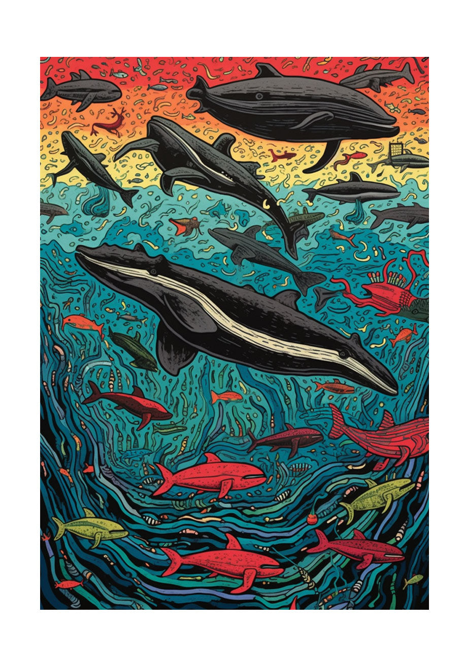 クジラのアートポスター原画のみ