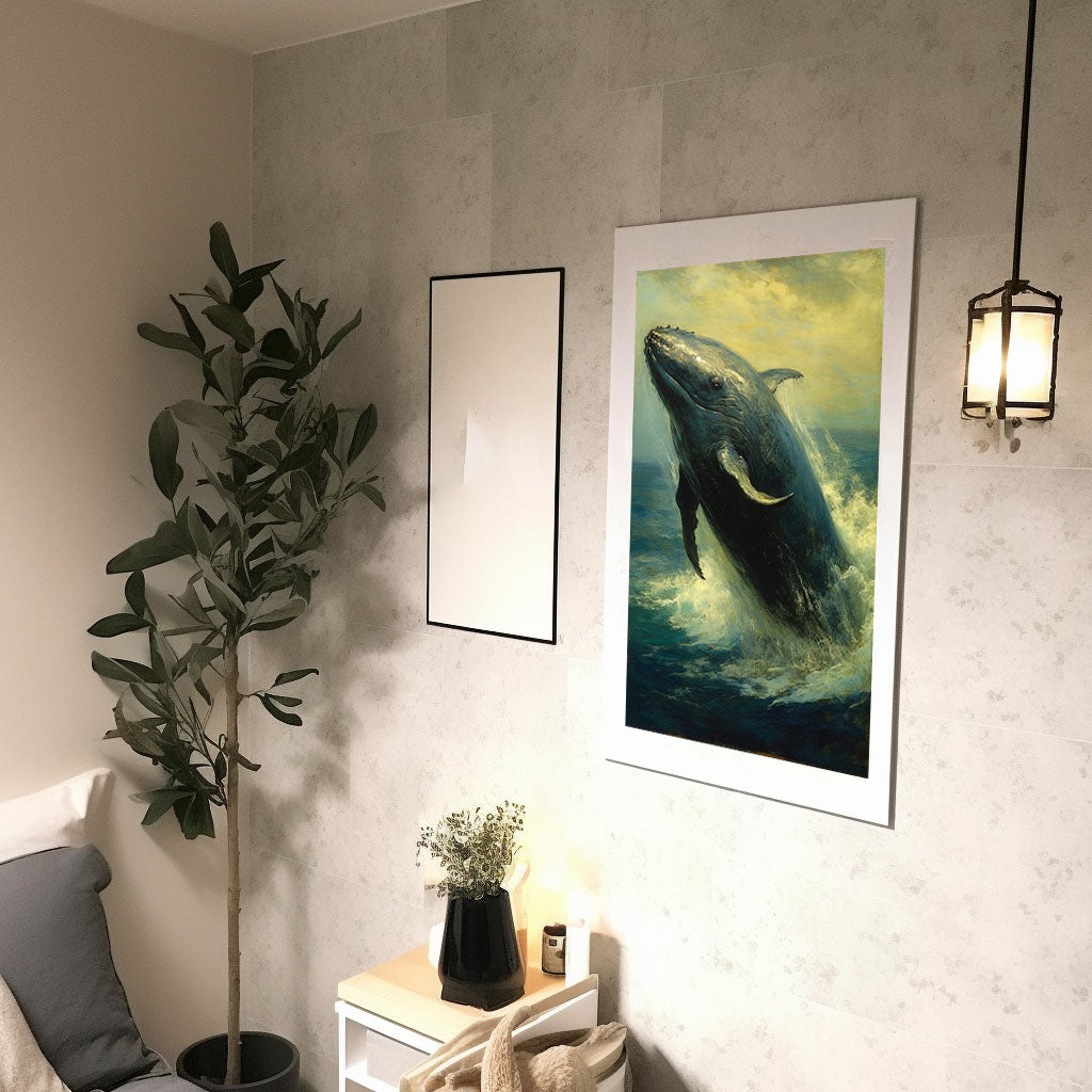 クジラのアートポスター廊下配置イメージ
