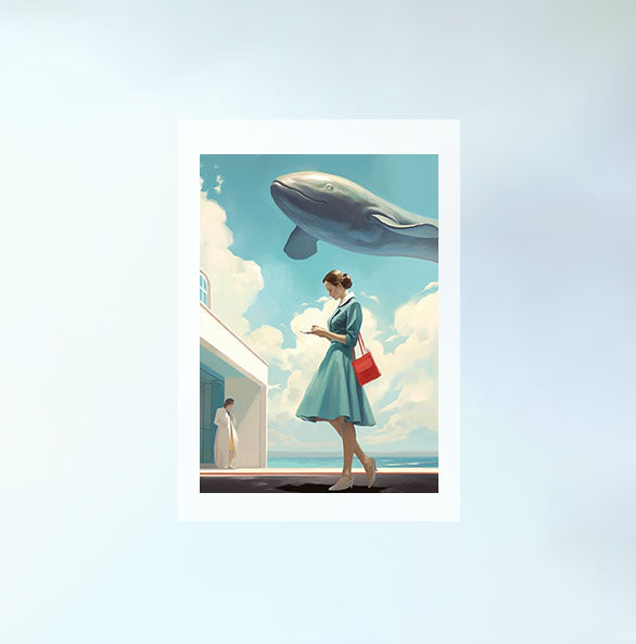 クジラのアートポスター原画のみ設置イメージ