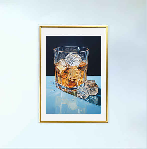ウィスキーのアートポスター金フレームあり