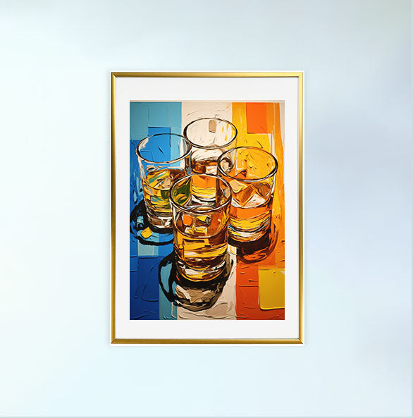 ウィスキーのアートポスター金フレームあり