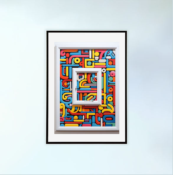 窓のアートポスター黒フレームあり