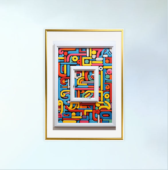 窓のアートポスター金フレームあり