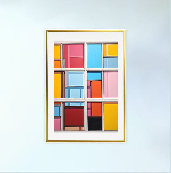 窓のアートポスター金フレームあり