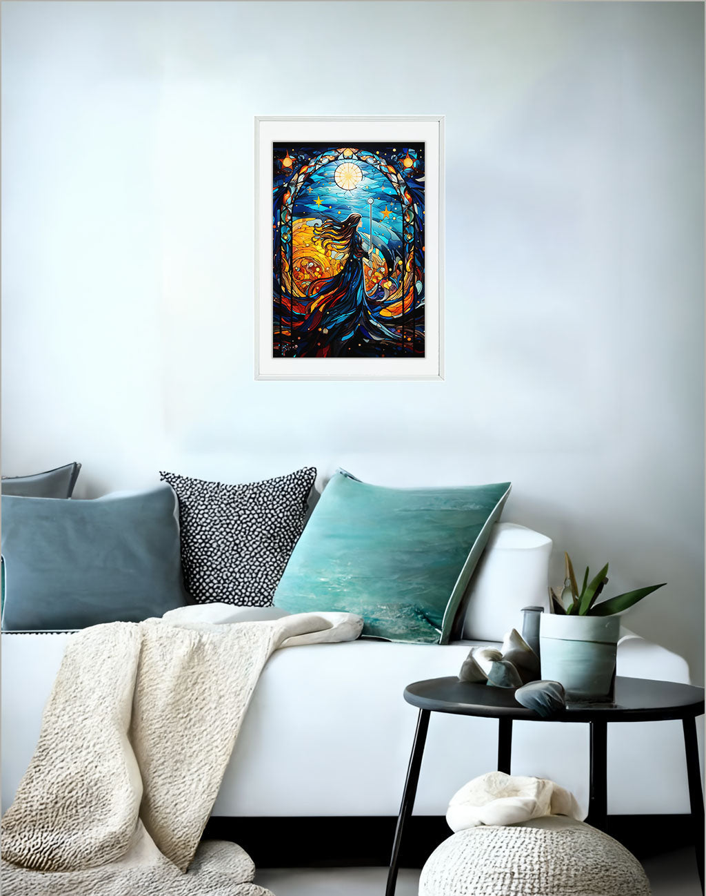 窓のアートポスターソファ配置イメージ