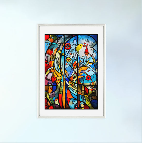 窓のアートポスター銀フレームあり