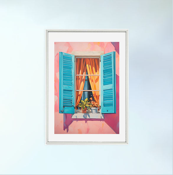 窓のアートポスター銀フレームあり