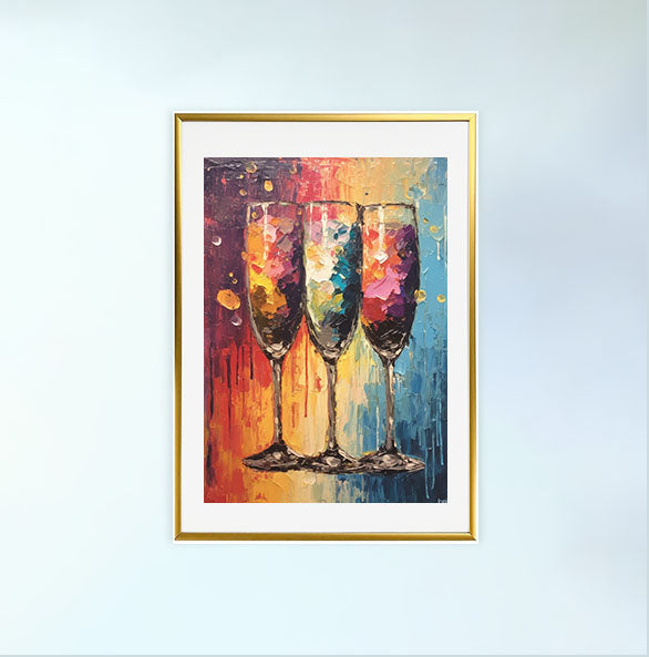ワインのアートポスター金フレームあり