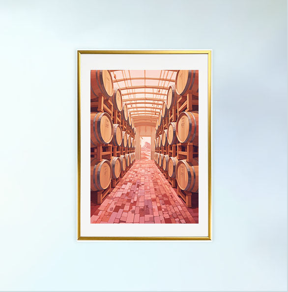 ワインのアートポスター金フレームあり