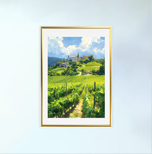ワインのアートポスター金フレームあり