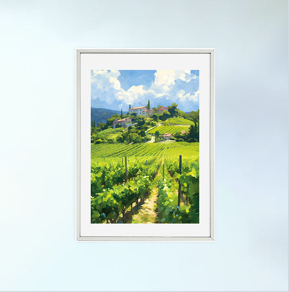 ワインのアートポスター銀フレームあり