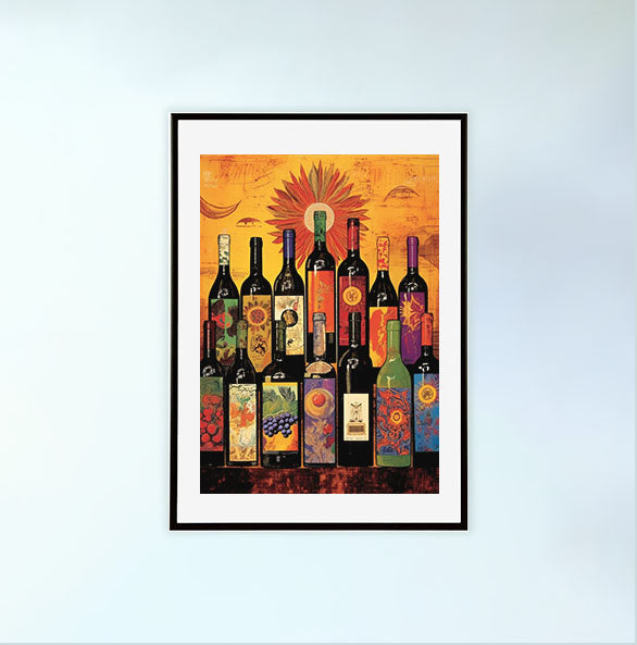 ワインのアートポスター黒フレームあり