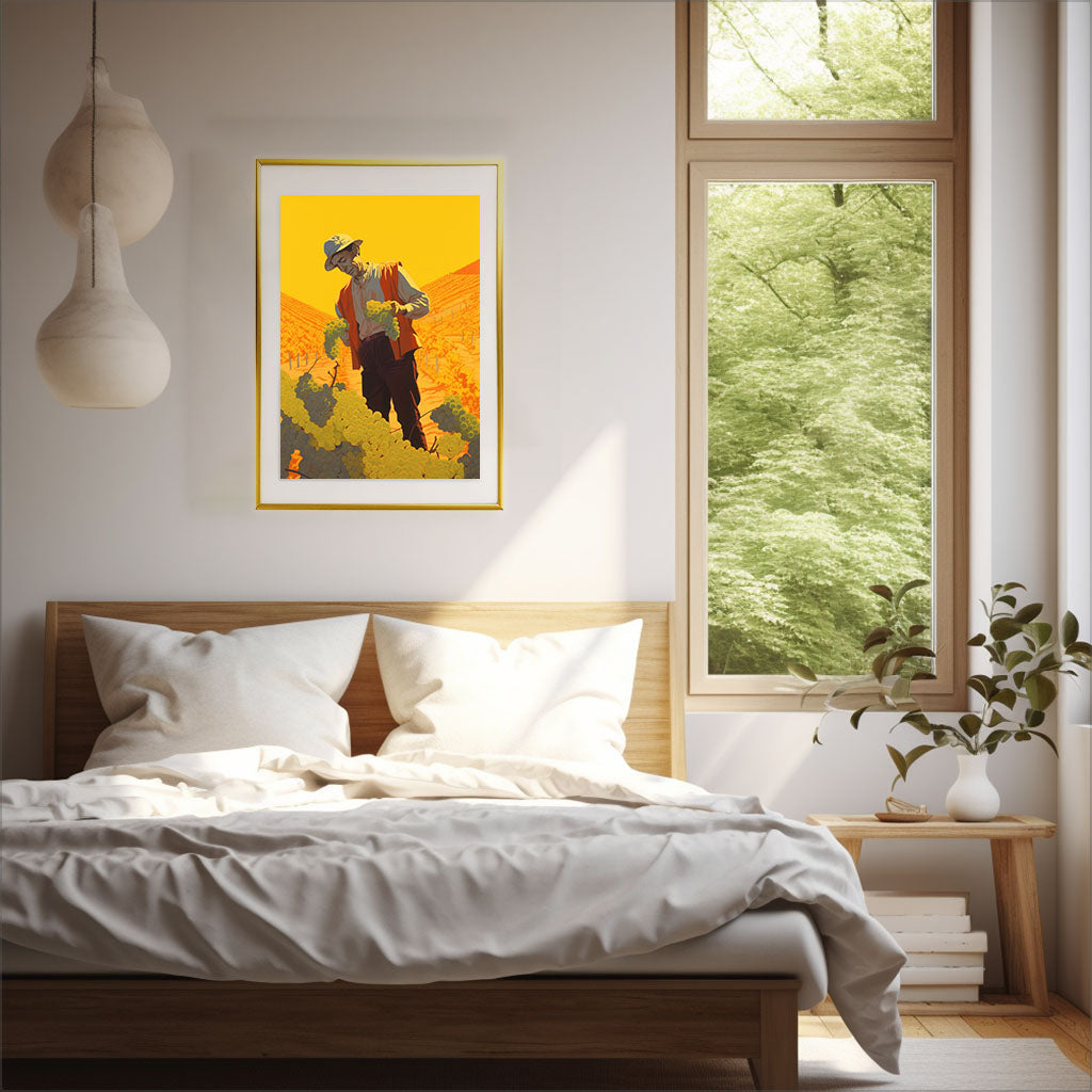 ワインのアートポスター寝室配置イメージ