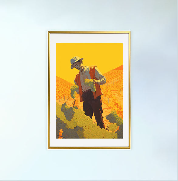 ワインのアートポスター金フレームあり