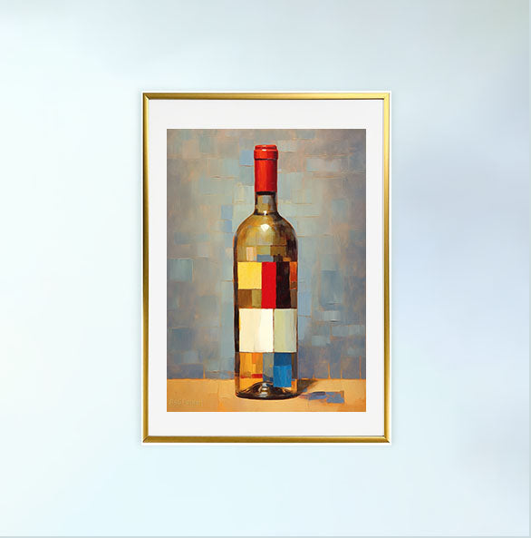 ワインのアートポスター金フレームあり