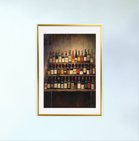 ワインのアートポスター金フレームあり