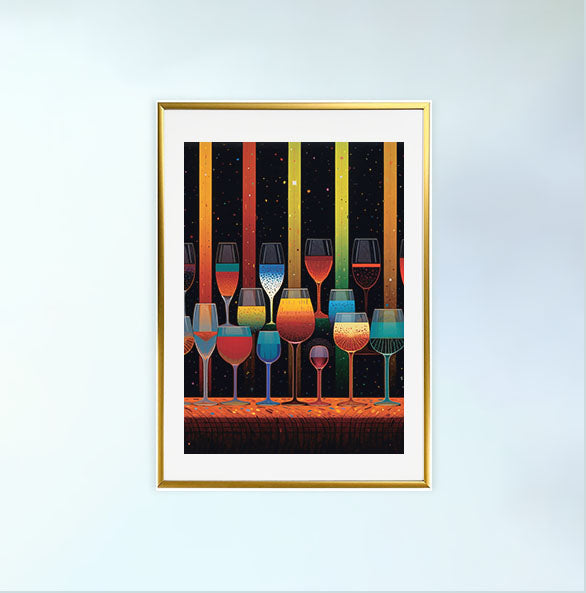 ワインのアートポスター金フレームあり