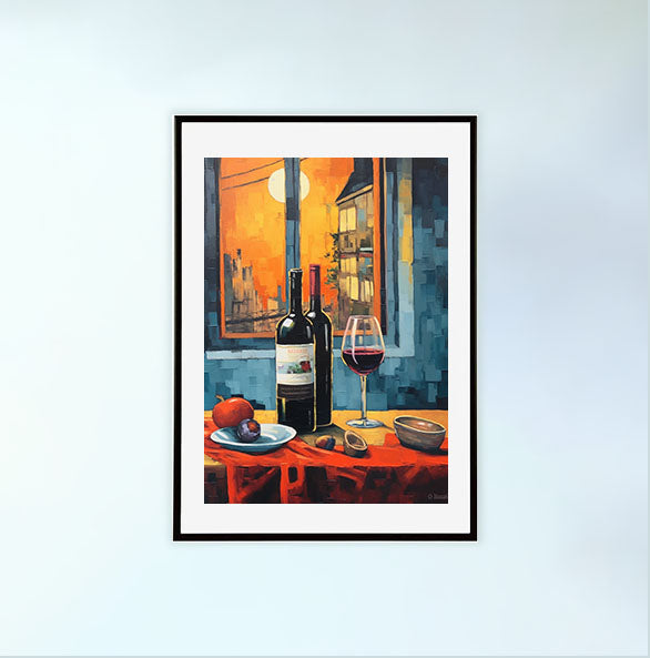 ワインのアートポスター黒フレームあり
