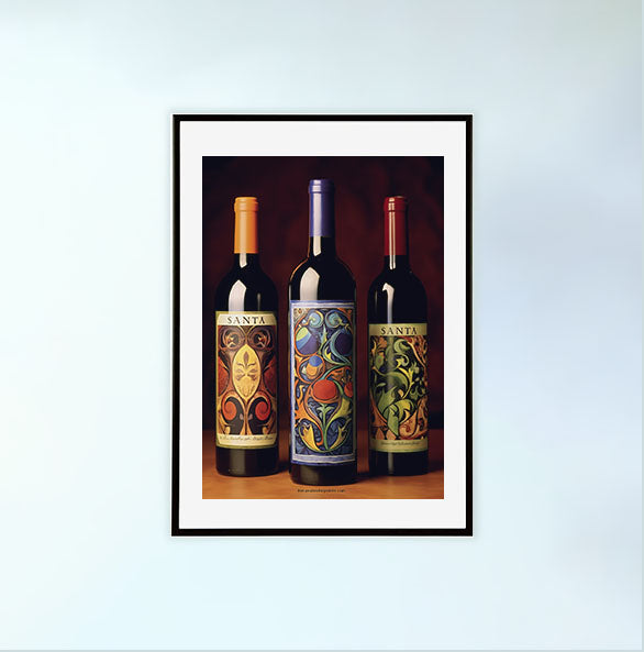 ワインのアートポスター黒フレームあり