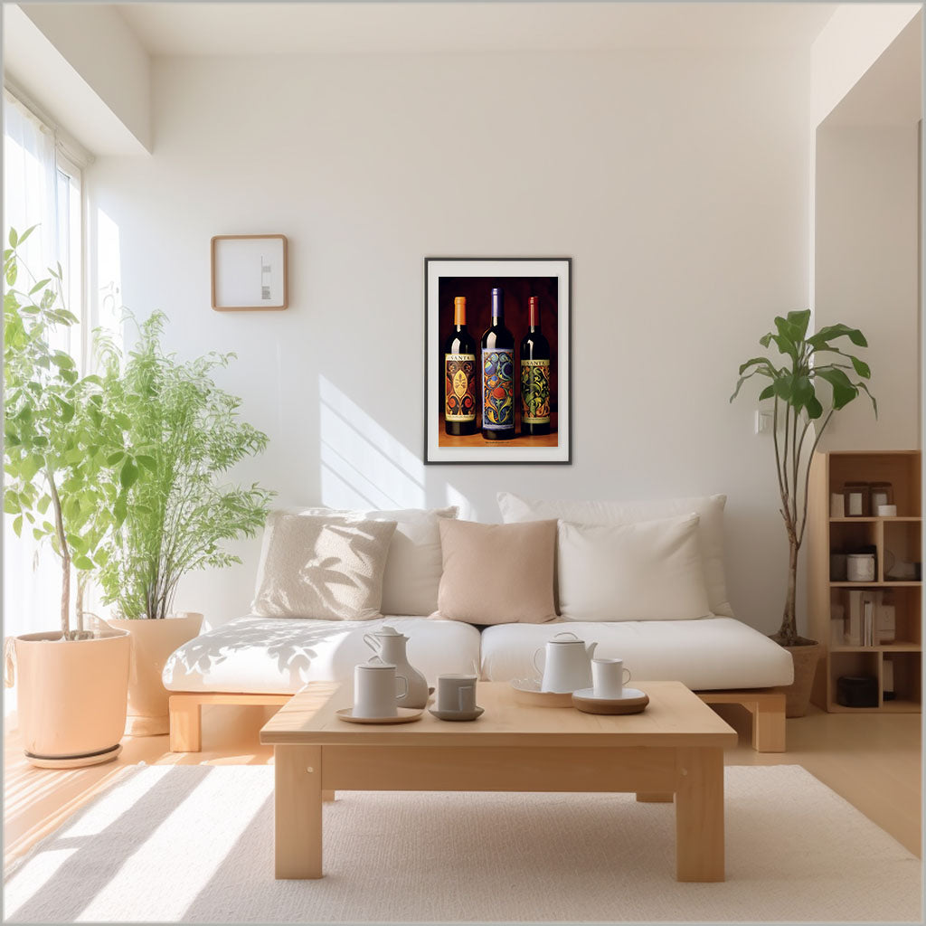 ワインのアートポスターリビング配置イメージ
