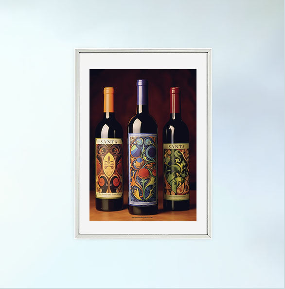ワインのアートポスター銀フレームあり
