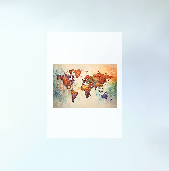 世界地図のアートポスター原画のみ設置イメージ