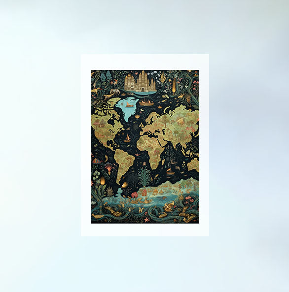 世界地図のアートポスター原画のみ設置イメージ