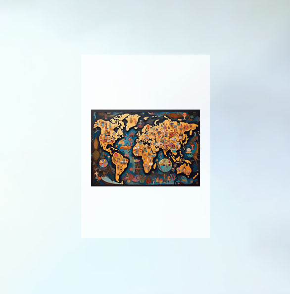 世界地図のアートポスター原画のみ設置イメージ