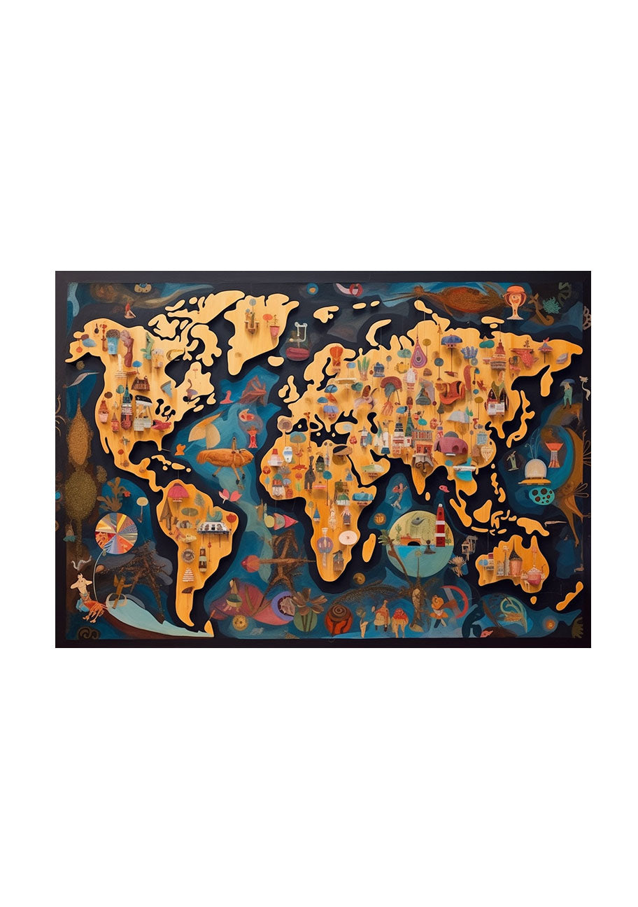 世界地図のアートポスター原画のみ