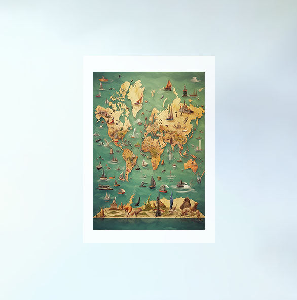 世界地図のアートポスター原画のみ設置イメージ