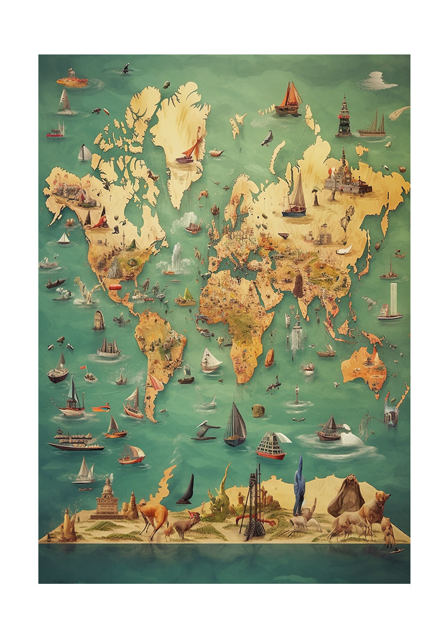 世界地図のアートポスター原画のみ