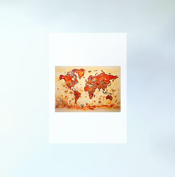 世界地図のアートポスター原画のみ設置イメージ