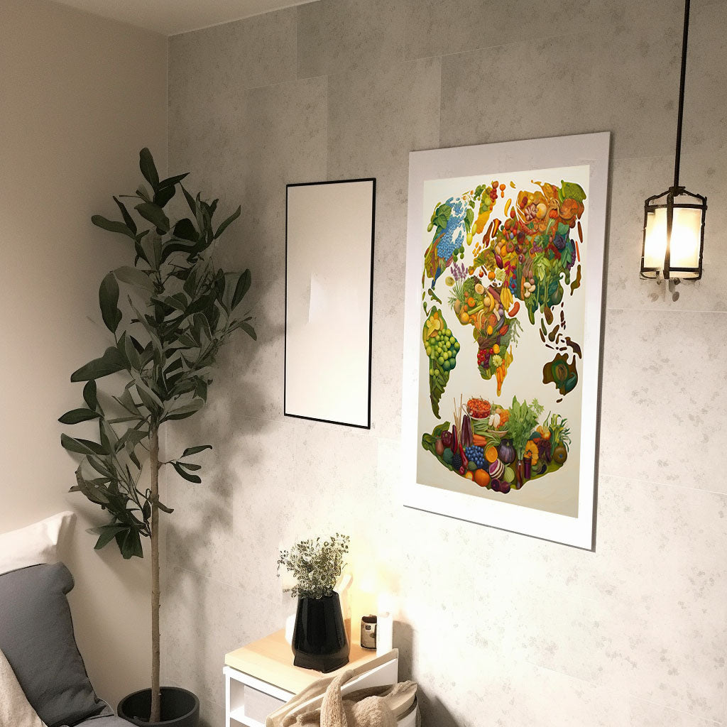 世界地図のアートポスター廊下配置イメージ