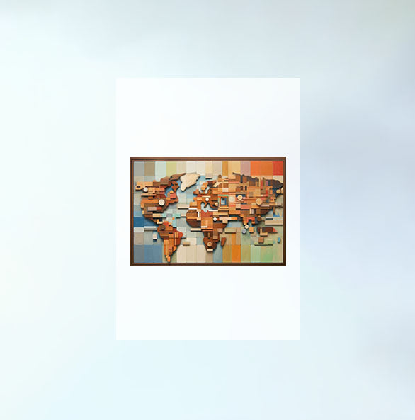 世界地図のアートポスター原画のみ設置イメージ