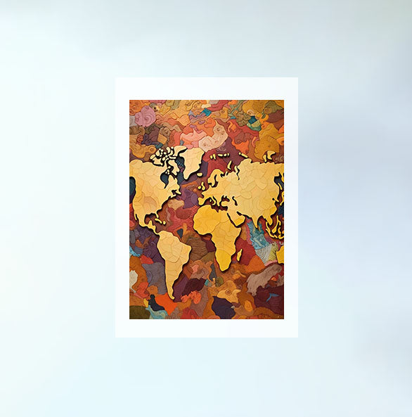 世界地図のアートポスター原画のみ設置イメージ